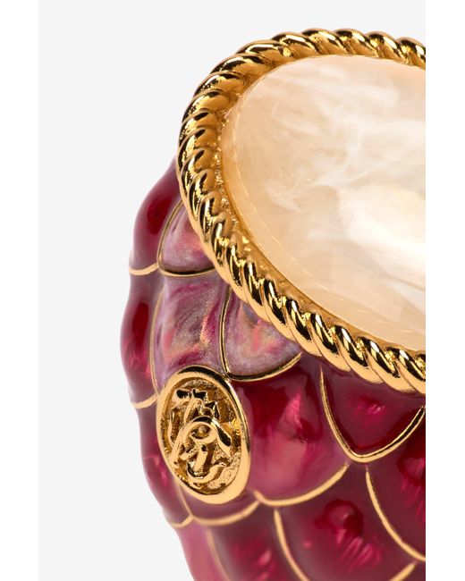 Roberto Cavalli Pink Cocktail Ring With Scales And Gem