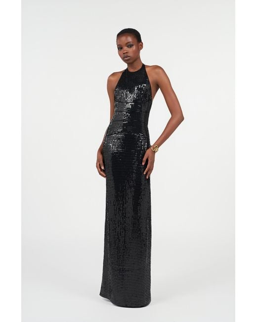Roberto Cavalli Black Long Sequin Dress