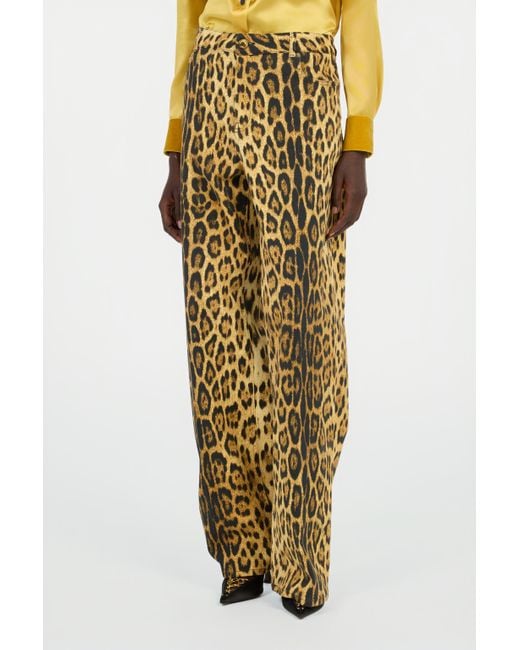 Jean À Imprimé Jaguar Skin Roberto Cavalli en coloris Brown