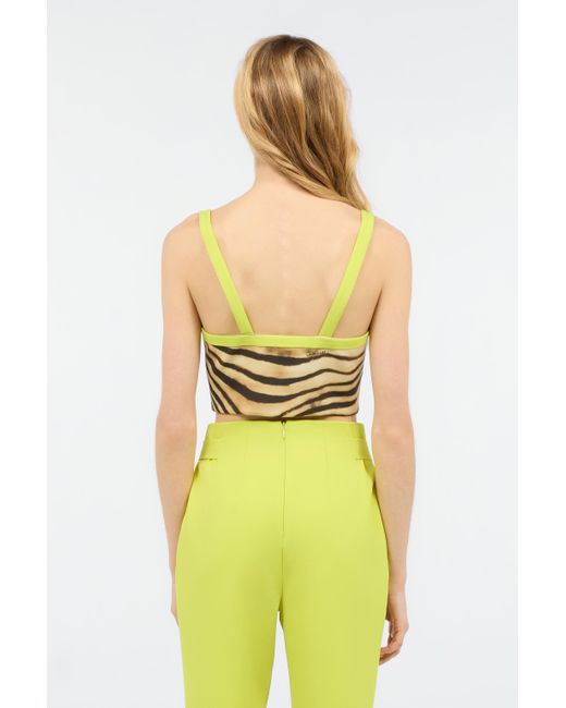 Haut Cropped Avec Imprimé Tiger Skin Roberto Cavalli en coloris Yellow