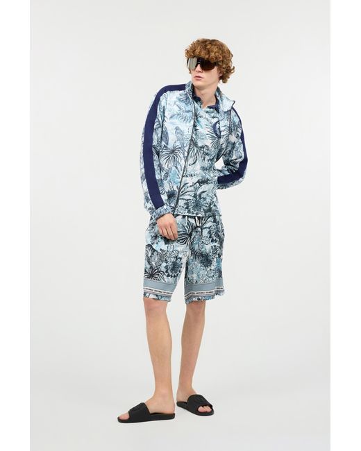 Roberto Cavalli Blue Sweatshirt With Jungle Print for men