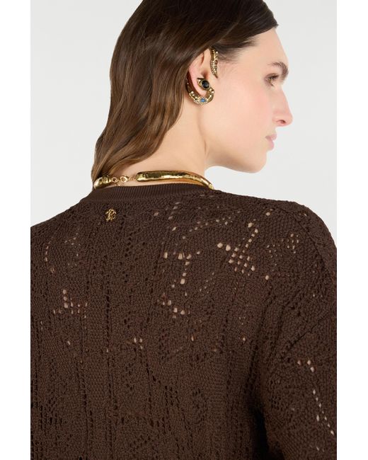 Roberto Cavalli Brown Crochet Effect Sweater