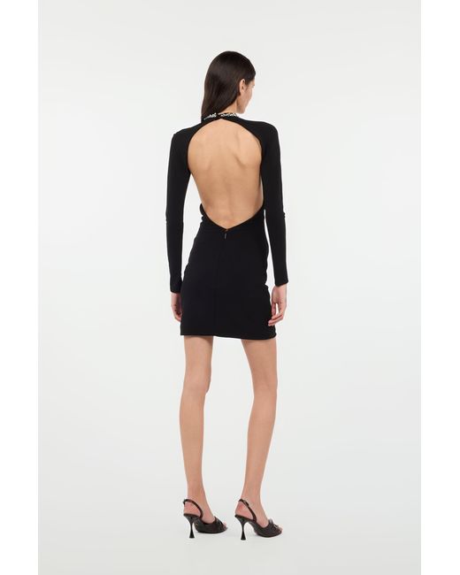 Roberto Cavalli Black Mini Dress With Cut-Out And Bejeweled Neckline