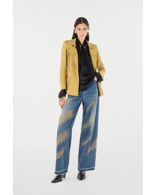 Veste Croisée Avec Motif Python Roberto Cavalli en coloris Yellow