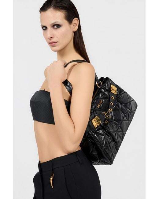 Roberto Cavalli Black Quilted Shoulder Bag