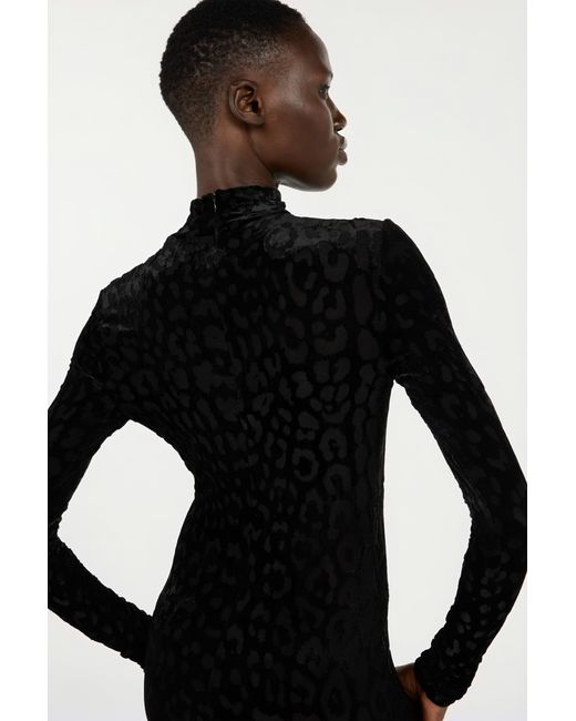 Roberto Cavalli Black Long Dress With Jaguar Skin Pattern