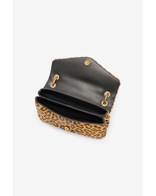 Roberto Cavalli Metallic Small Bag With Leopard Skin Print And Chain