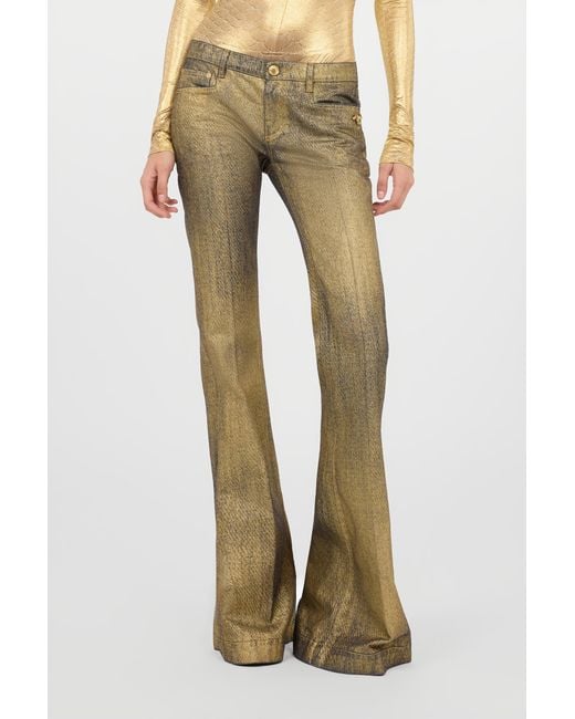 Roberto Cavalli Natural And Flared Jeans With Faded Wash
