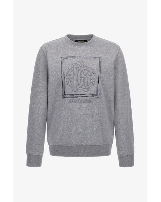 Roberto Cavalli Gray Sweatshirt With Monogram Rc Print for men