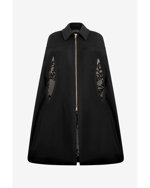 Roberto Cavalli Black Cape With Zipper