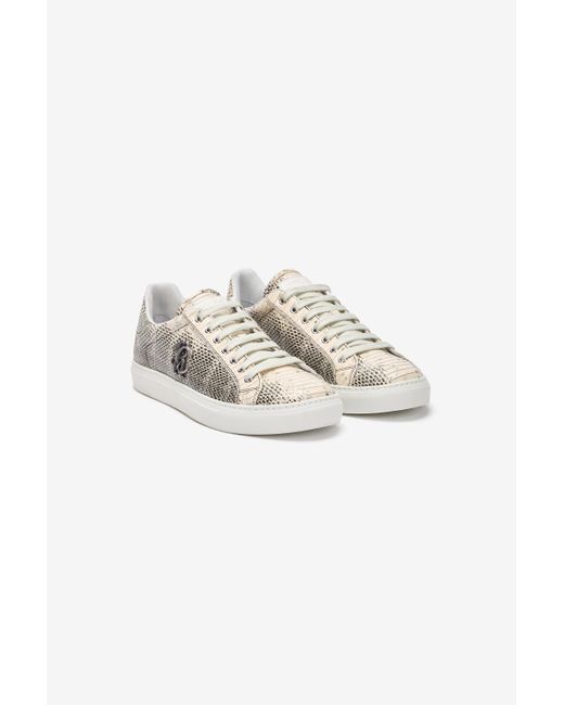Roberto Cavalli White Sneakers With Cobra Print for men