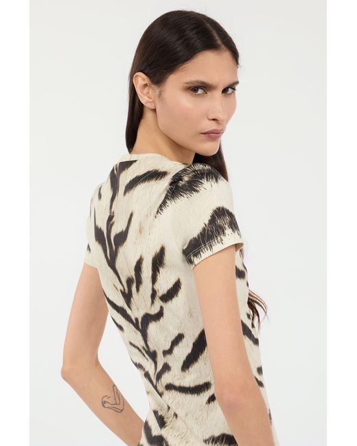 Roberto Cavalli White T-Shirt With Tigresse Ogat X Print