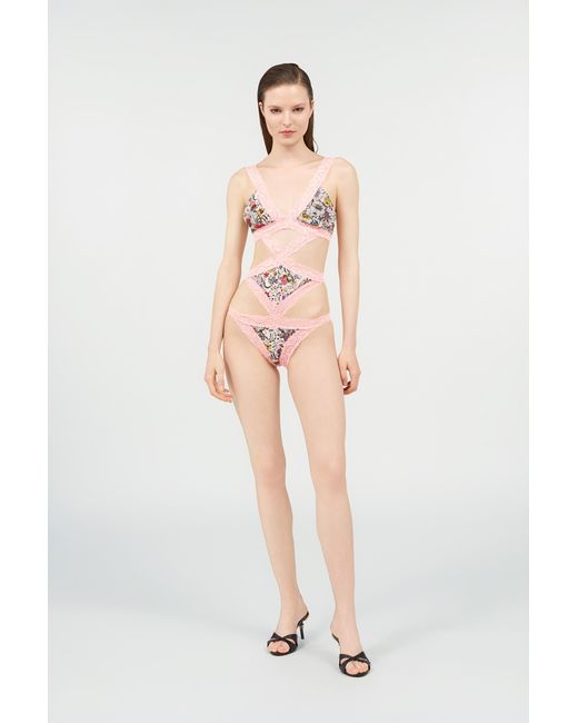 Roberto Cavalli Pink Florentine Flowers One-Piece Swimsuit
