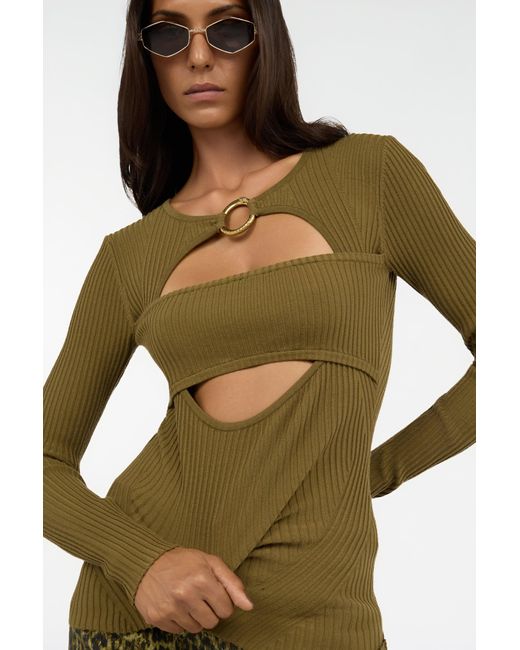 Roberto Cavalli Green Gerippter Pullover