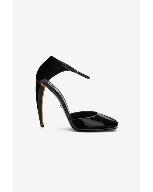 Roberto Cavalli Black Patent Leather Pumps With Fang Heel