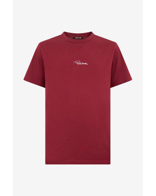 Roberto Cavalli Red Burgundy Snake Print T-Shirt for men