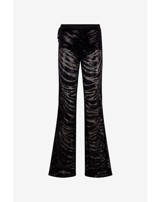 Roberto Cavalli Black Flared Pants With Zebra Pattern And Sequins