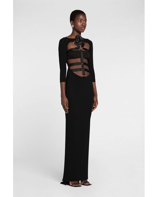 Roberto Cavalli Black Harness Maxi Dress