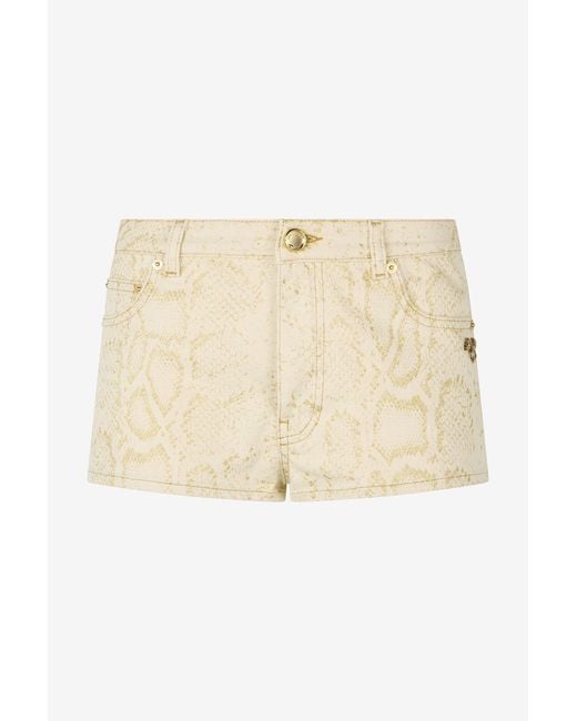 Roberto Cavalli Natural Micro Shorts With Python Pattern