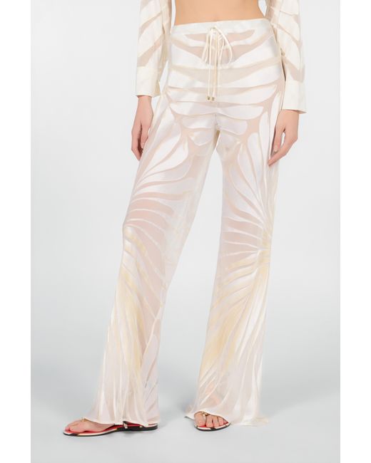 Roberto Cavalli White Trousers With Ray Devoré Print