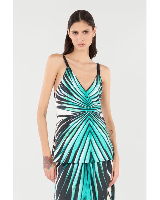 Top En Soie Imprimé Ray Of Sea Roberto Cavalli en coloris Green