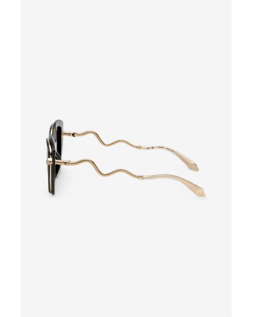 Roberto Cavalli Black Wide And Feminine Front Sunglasses With Double Ring Decoration