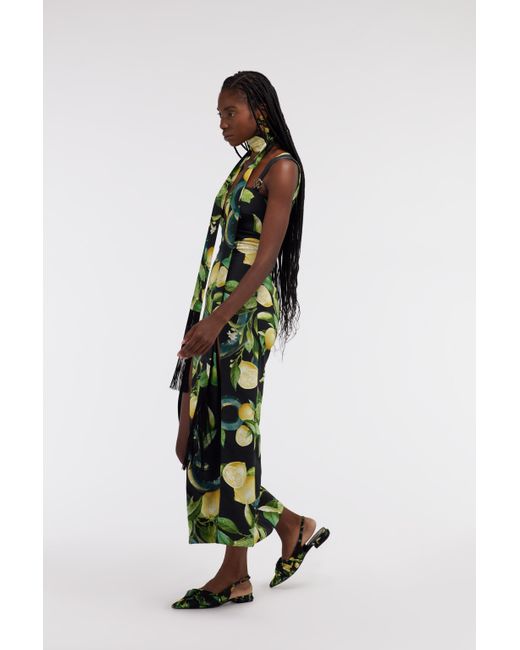 Roberto Cavalli White Midi Dress With Lemon Print