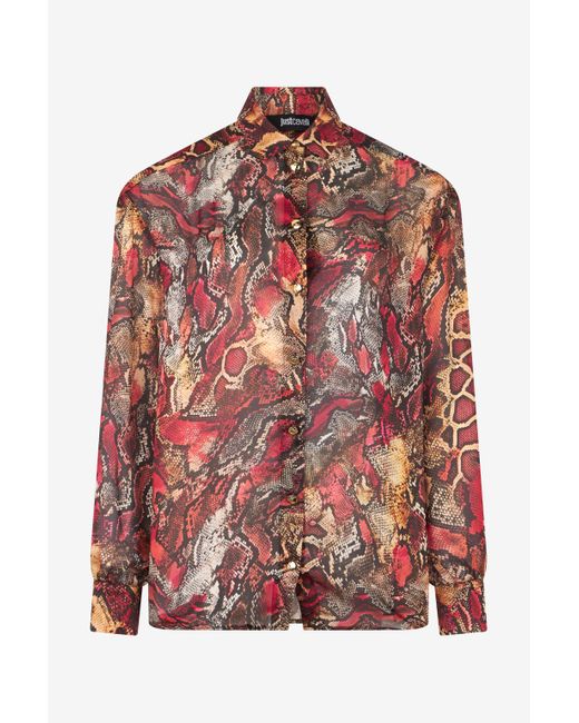 Roberto Cavalli Red Shirt With Python Print