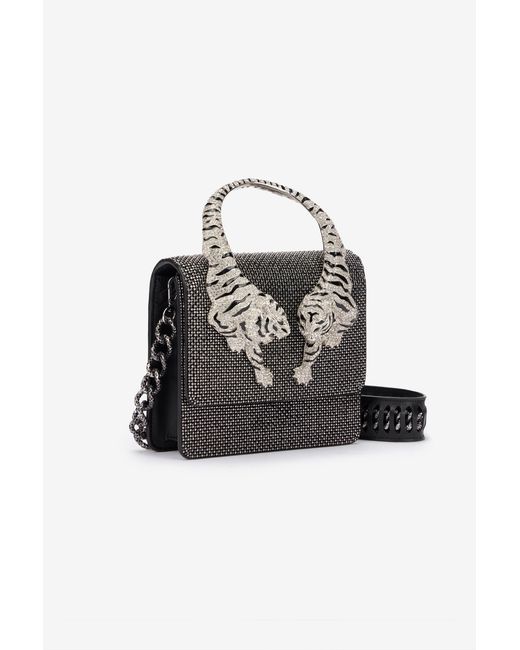 Roberto Cavalli Black Roar Bag With Rhinestones