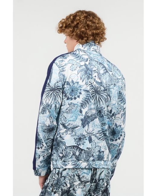 Roberto Cavalli Blue Sweatshirt With Jungle Print for men