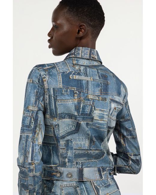 Roberto Cavalli Blue Patchwork Capsule Collection Denim Jacket