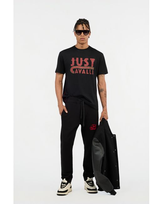 Roberto Cavalli Black T-Shirt With Just Cavalli Logo for men