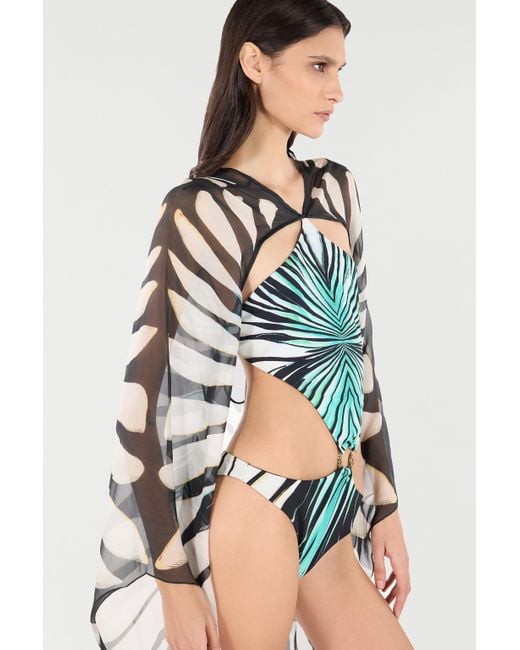 Roberto Cavalli Multicolor Ray Of Sea Print Swimsuit
