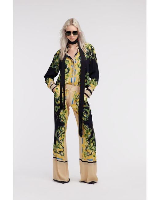 Roberto Cavalli Yellow Lemon Snake Shirt