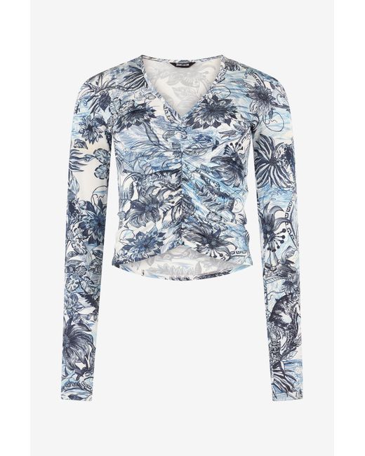 Roberto Cavalli Blue Top With Jungle Print