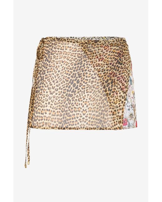 Roberto Cavalli Natural Baby Jaguar Print Silk Pareo
