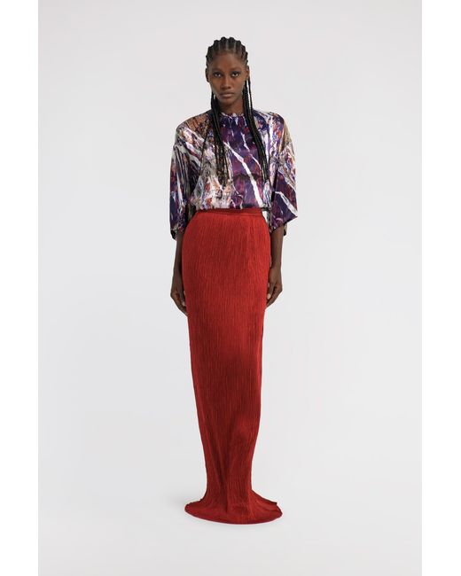Roberto Cavalli Red Long Tight Skirt