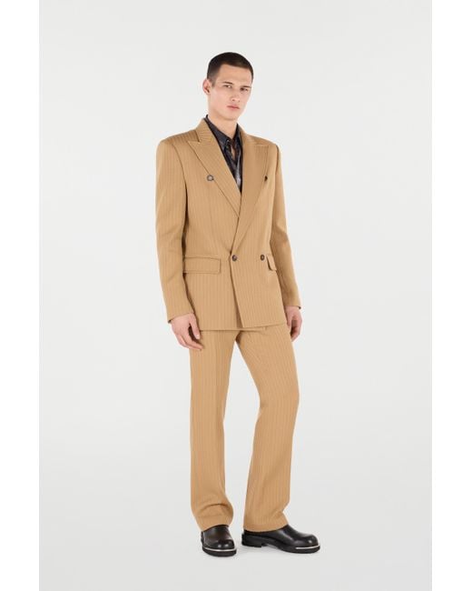 Roberto Cavalli Natural Striped Double-Breasted Jacket for men