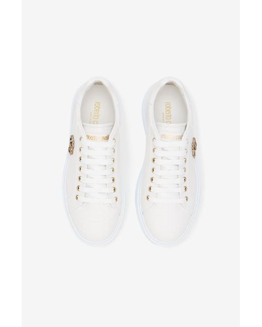 Roberto Cavalli Multicolor Sneaker With Mirror Snake Monogram