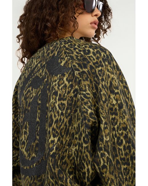 Roberto Cavalli Green Leopard Print Sweatshirt