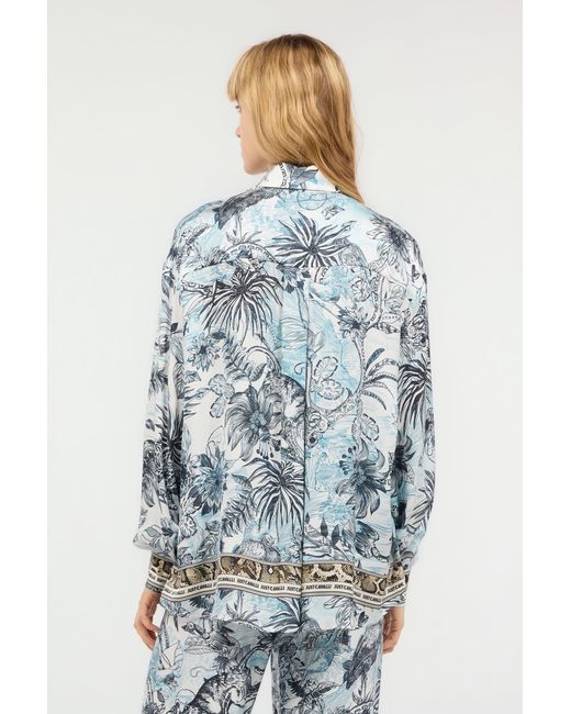 Roberto Cavalli Multicolor Shirt With Python And Jungle Print