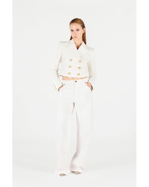 Roberto Cavalli Natural Wall Print Cropped Jacket