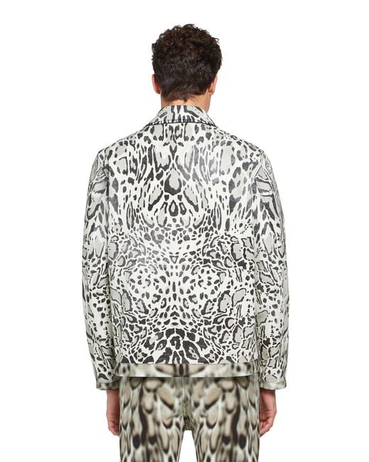Roberto Cavalli White Lynx Print Shirt Jacket for men