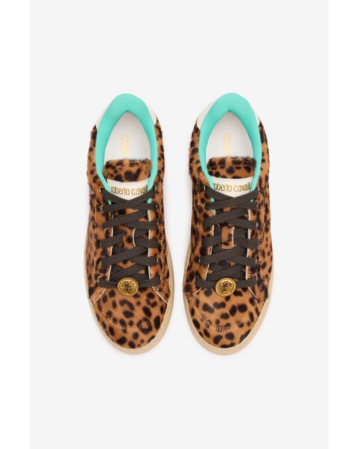 Roberto Cavalli Multicolor Sneakers With Jaguar Skin Print