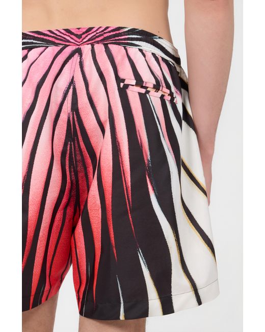 Roberto Cavalli Red Ray Of Paradise Print Swimsuit for men