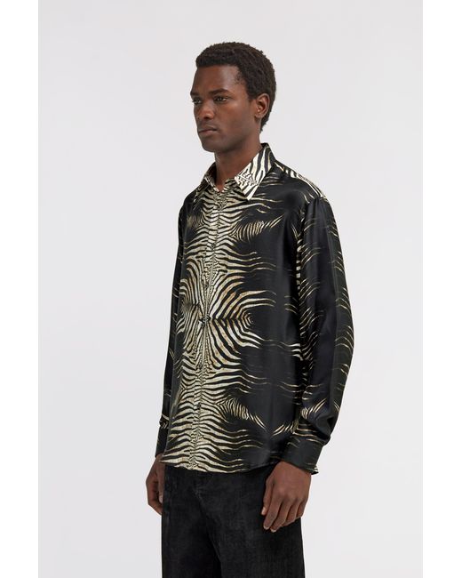 Roberto Cavalli Black Shirt With Zebra Print for men