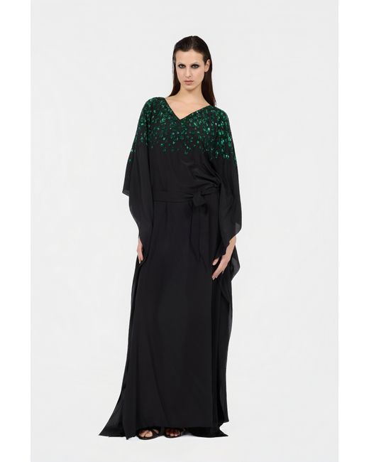 Roberto Cavalli Black Silk Maxi Dress With Embellished Detail