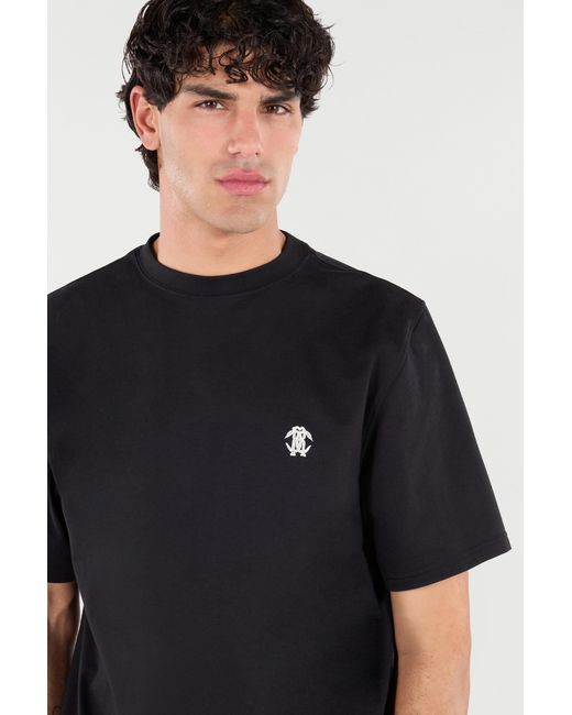 Roberto Cavalli Black T-Shirt With Mirror Snake Monogram for men