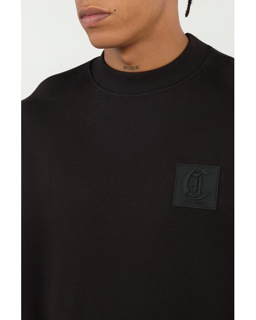 Roberto Cavalli Black Sweatshirt With Tonal Logo Patch for men