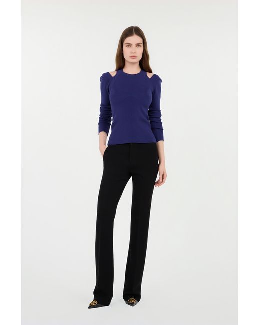 Roberto Cavalli Blue Shoulder Cut-Out Sweater